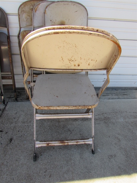 8 VINTAGE METAL FOLDING CHAIRS