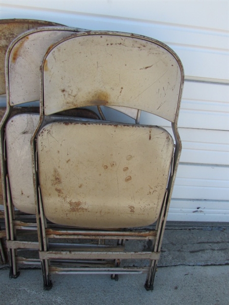 8 VINTAGE METAL FOLDING CHAIRS