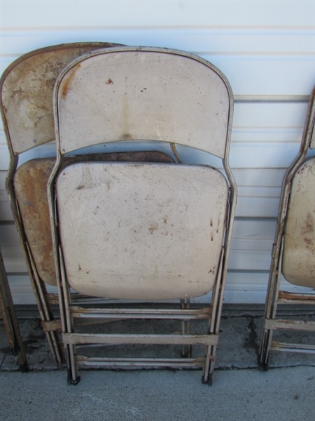 8 VINTAGE METAL FOLDING CHAIRS