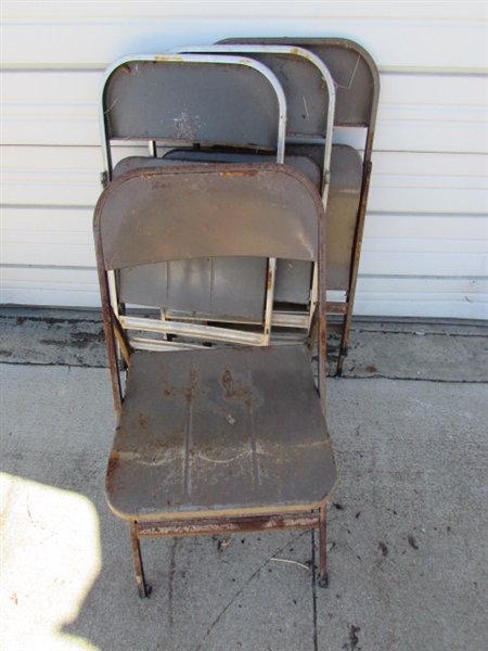 8 VINTAGE METAL FOLDING CHAIRS