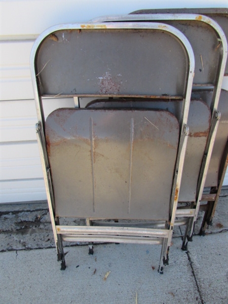 8 VINTAGE METAL FOLDING CHAIRS