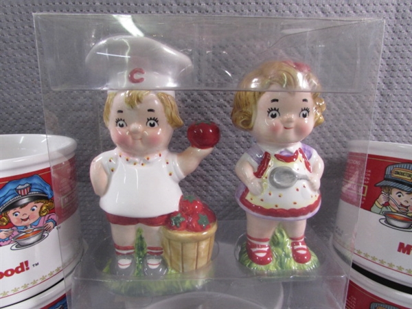 CAMPBELLS SOUP MUGS & SALT & PEPPER SHAKERS