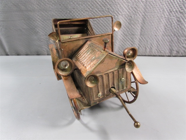 VINTAGE COPPER METAL JALOPY MUSIC BOX