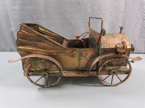 VINTAGE COPPER METAL JALOPY MUSIC BOX