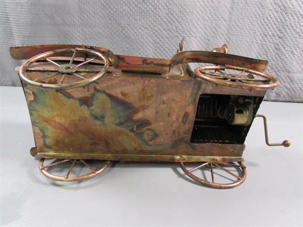 VINTAGE COPPER METAL JALOPY MUSIC BOX