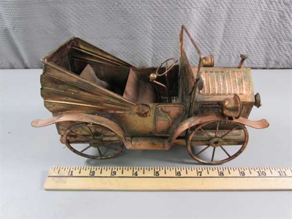 VINTAGE COPPER METAL JALOPY MUSIC BOX