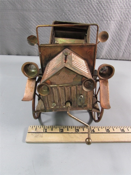 VINTAGE COPPER METAL JALOPY MUSIC BOX