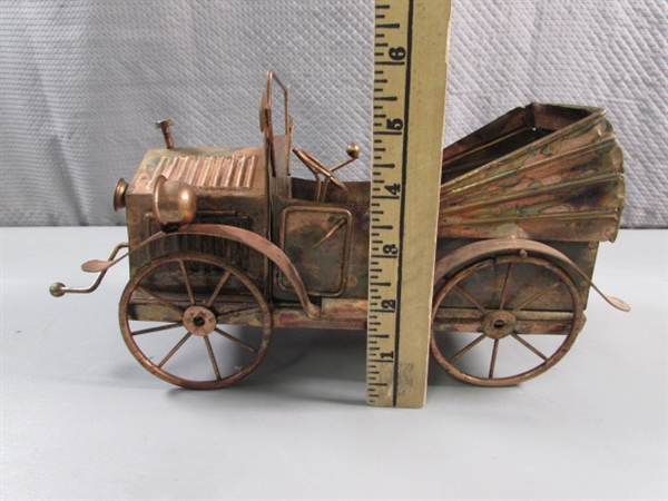 VINTAGE COPPER METAL JALOPY MUSIC BOX