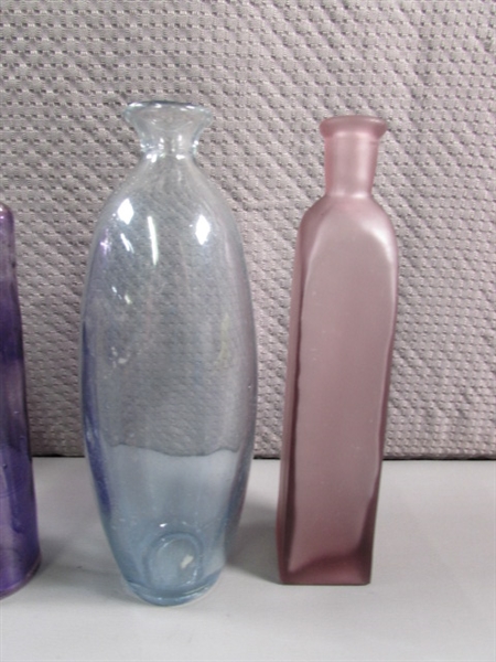 COLLECTION OF SMALL COLORED GLASS BOTTLES