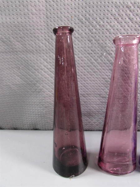 COLLECTION OF SMALL COLORED GLASS BOTTLES