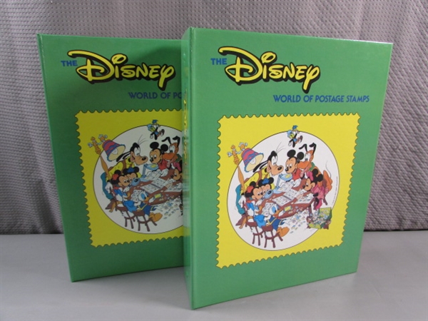 2 DISNEY WORLD OF POSTAGE STAMPS ALBUMS