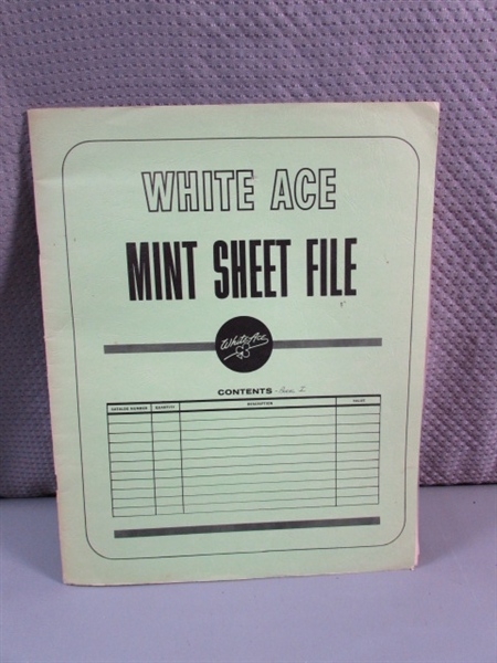 WHITE ACE MINT SHEET POSTAGE STAMP FILE W/STAMPS