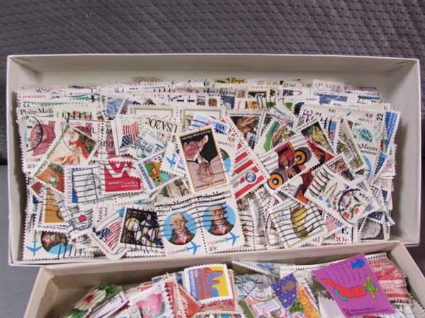 BOXES & GLASSINE ENVELOPES OF POSTAGE STAMPS FROM AROUND THE WORLD