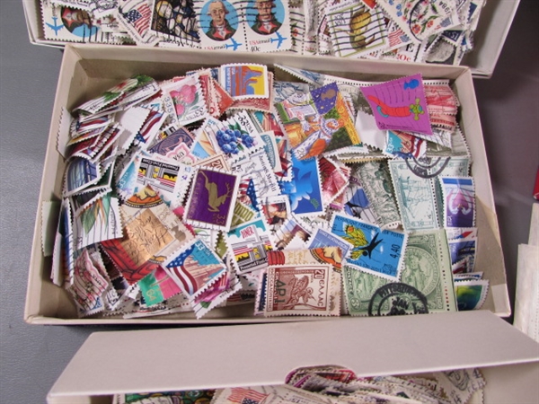 BOXES & GLASSINE ENVELOPES OF POSTAGE STAMPS FROM AROUND THE WORLD