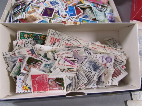 BOXES & GLASSINE ENVELOPES OF POSTAGE STAMPS FROM AROUND THE WORLD