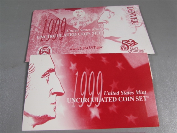 1999 US MINT UNCIRCULATED COIN SETS - PHILADELPHIA & DENVER MINTS