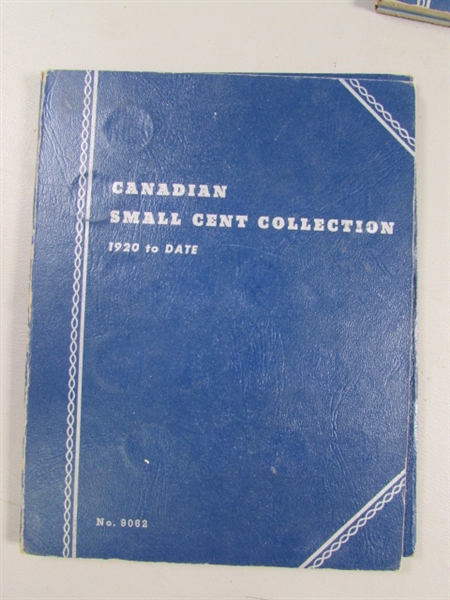 5 US & 2 CANADIAN COIN ALBUMS W/PENNIES & NICKELS