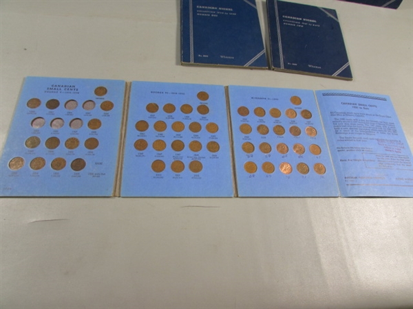 5 US & 2 CANADIAN COIN ALBUMS W/PENNIES & NICKELS