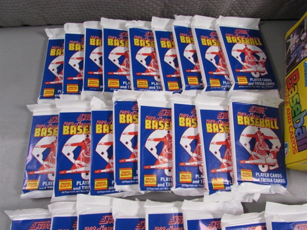 1989 SCORE MLB BASEBALL CARD PACKS & FULL BOX OF 1989 DONRUSS CARD PACKS - NEW