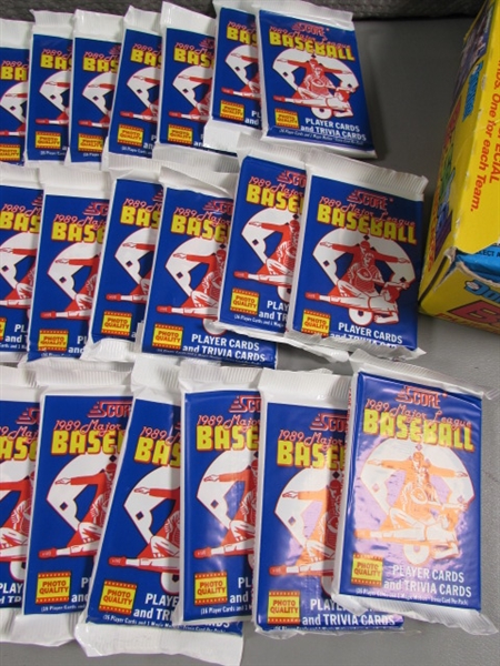 1989 SCORE MLB BASEBALL CARD PACKS & FULL BOX OF 1989 DONRUSS CARD PACKS - NEW