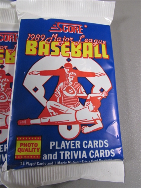 1989 SCORE MLB BASEBALL CARD PACKS & FULL BOX OF 1989 DONRUSS CARD PACKS - NEW