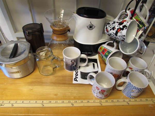 COFFEE TIME - COFFEE MAKER, CUPS, CANISTER, GRINDER & MORE