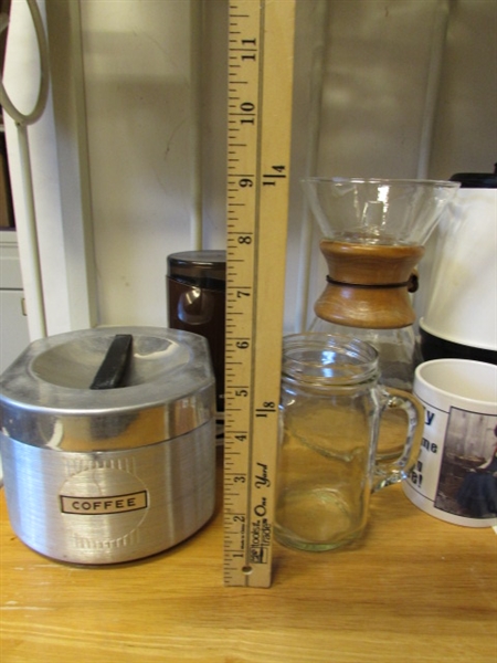 COFFEE TIME - COFFEE MAKER, CUPS, CANISTER, GRINDER & MORE