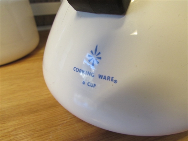 CORNFLOWER CORNING WARE TEA KETTLE, PERCOLATOR & LOAF PAN