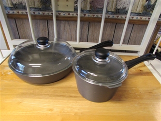 SAUCE PAN & FRYING PAN W/GLASS LIDS