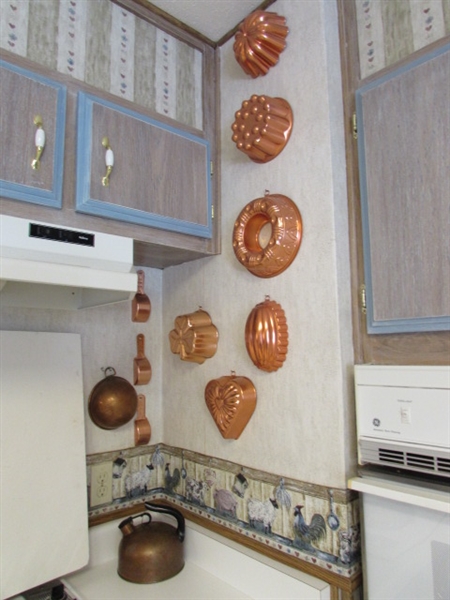 COPPER MOLDS & A TEA KETTLE