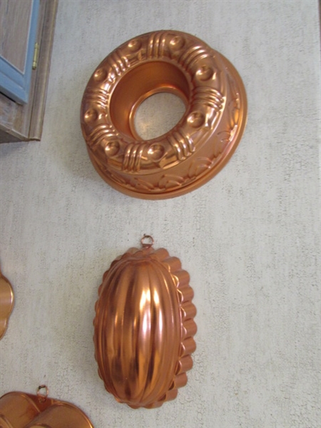 COPPER MOLDS & A TEA KETTLE