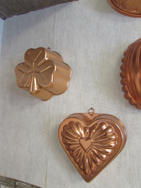 COPPER MOLDS & A TEA KETTLE