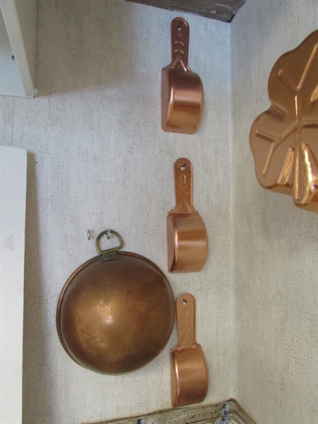 COPPER MOLDS & A TEA KETTLE