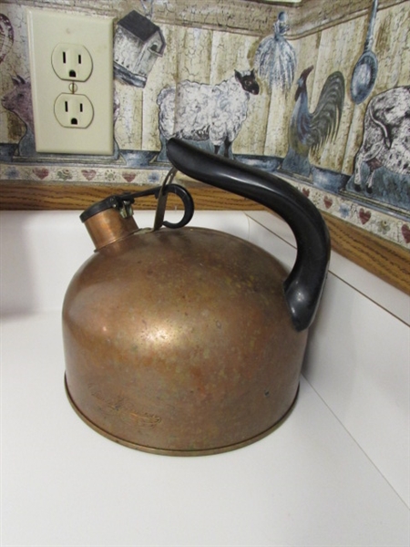 COPPER MOLDS & A TEA KETTLE