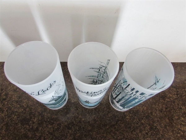 SAILBOAT PITCHER, LIGHTHOUSE CANISTER,& DRINKING GLASSES