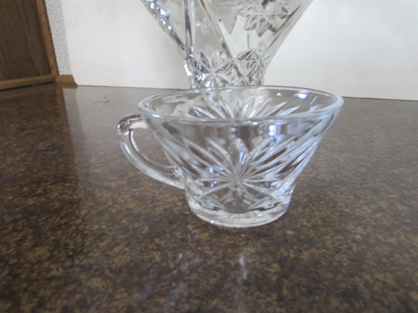 VINTAGE PUNCH BOWL W/STAND & CUPS