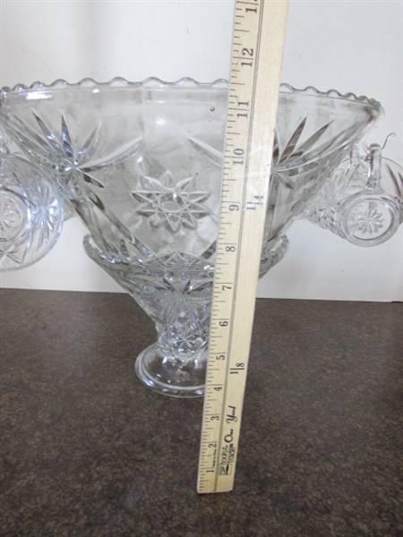 VINTAGE PUNCH BOWL W/STAND & CUPS