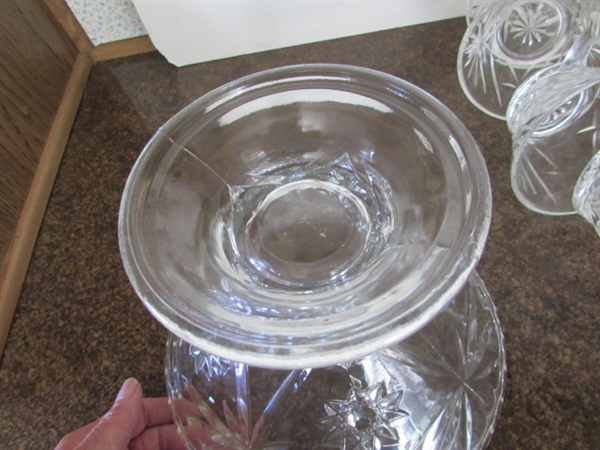 VINTAGE PUNCH BOWL W/STAND & CUPS