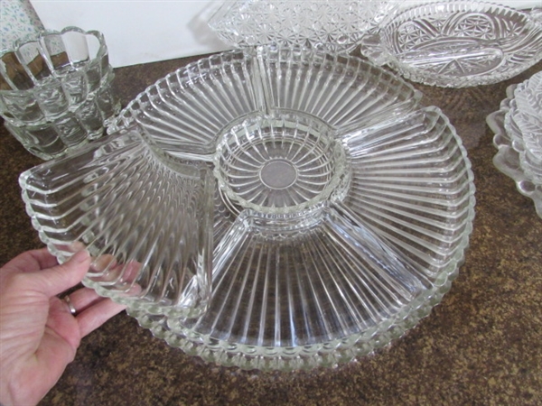 PRETTY CLEAR GLASS SERVING DISHES