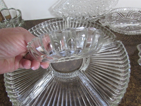 PRETTY CLEAR GLASS SERVING DISHES