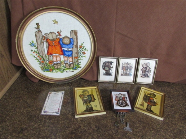 COLLECTION OF HUMMEL DECOR & TINY CLOCK