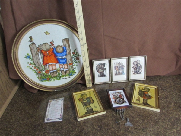 COLLECTION OF HUMMEL DECOR & TINY CLOCK