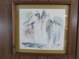 ABSTRACT WATERCOLOR? FRAMED & MATTED UNDER GLASS