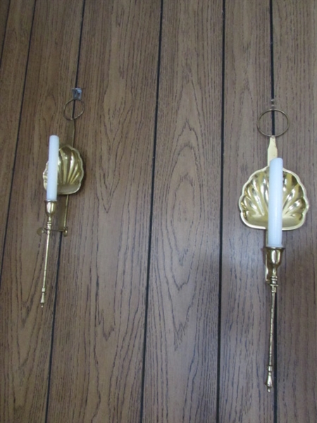 PAIR OF BRASS WALL CANDLE SCONCES