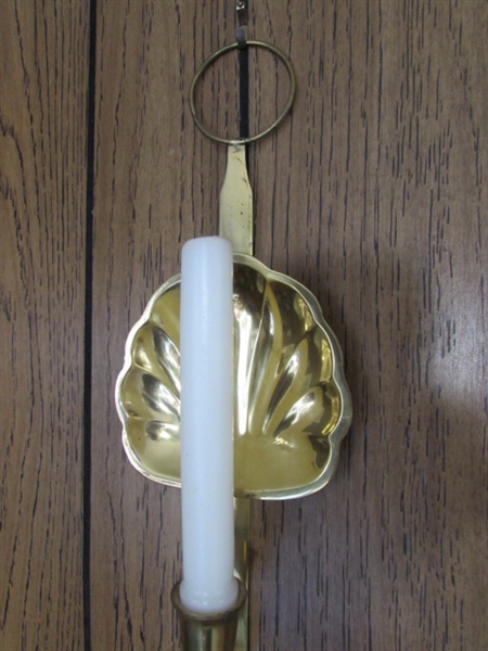 PAIR OF BRASS WALL CANDLE SCONCES