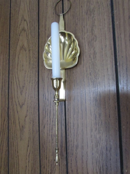 PAIR OF BRASS WALL CANDLE SCONCES