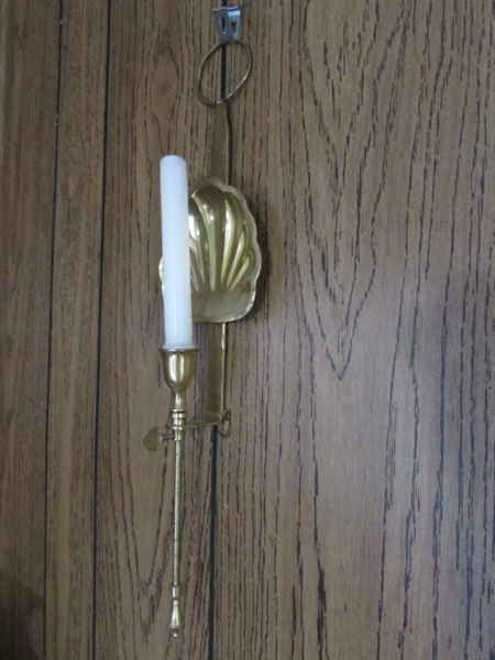 PAIR OF BRASS WALL CANDLE SCONCES