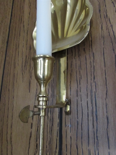 PAIR OF BRASS WALL CANDLE SCONCES