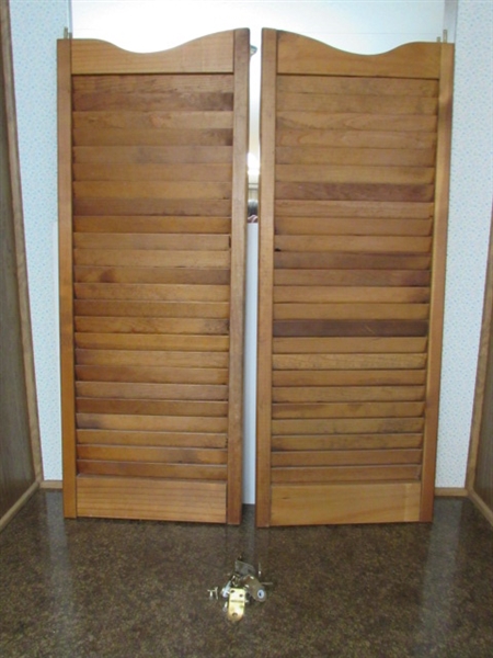 PAIR OF WOODEN SHUTTER DOORS W/ HARDWARE