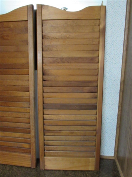 PAIR OF WOODEN SHUTTER DOORS W/ HARDWARE